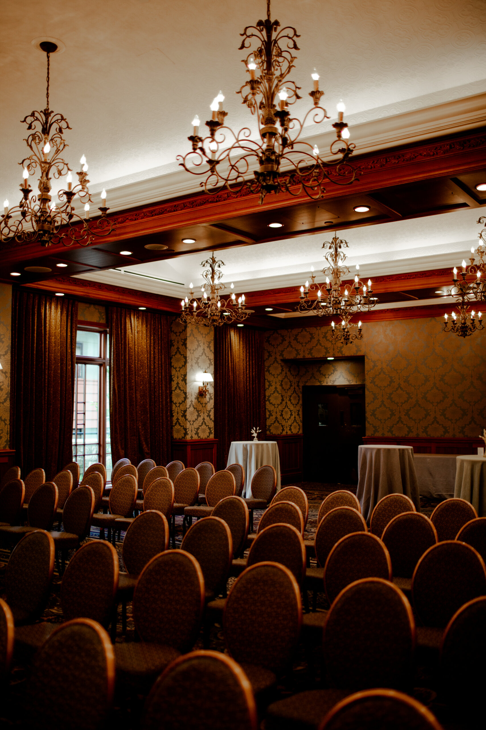 oak bay beach hotel wedding venue elegant pendant chandeliers