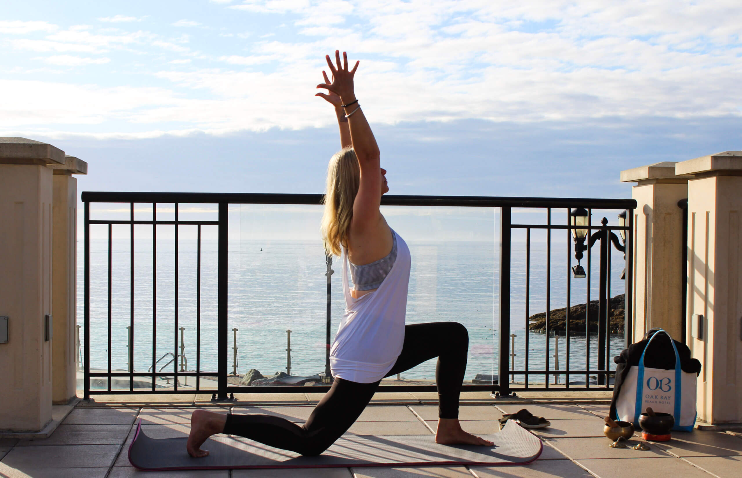 yoga on the seaside terrace oceanview backdrop